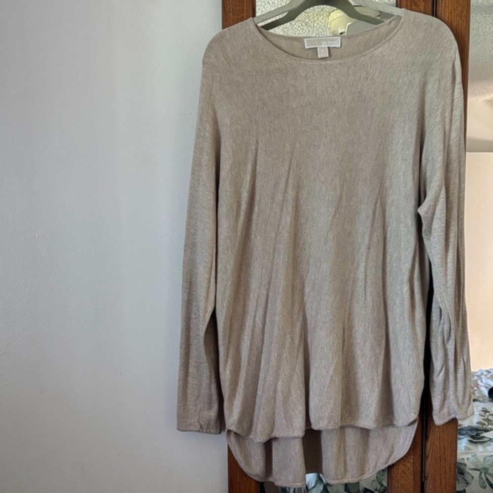 NWOT Michael Kors tan hi lo Long Sleeve sweater xl